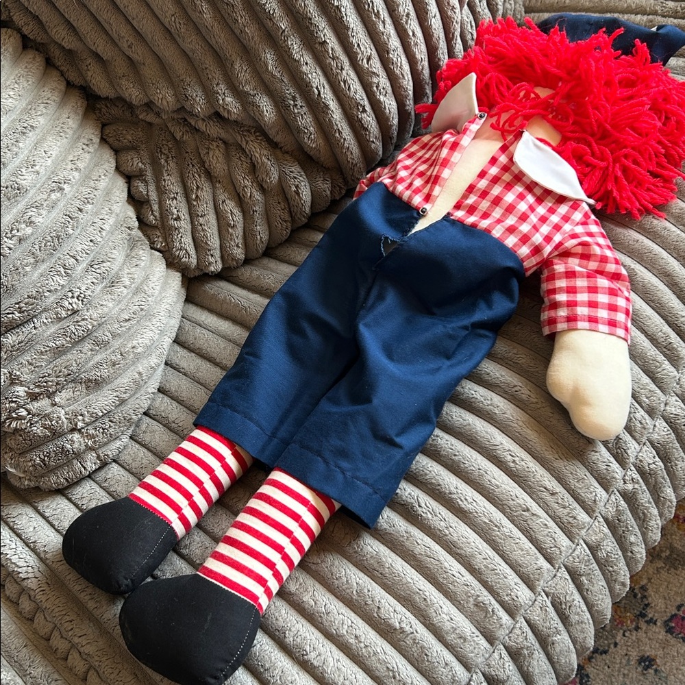 Raggedy Andy Vintage Collectible Doll Sweet Face "I Love you,” Large Rag Doll - Picture 10 of 12